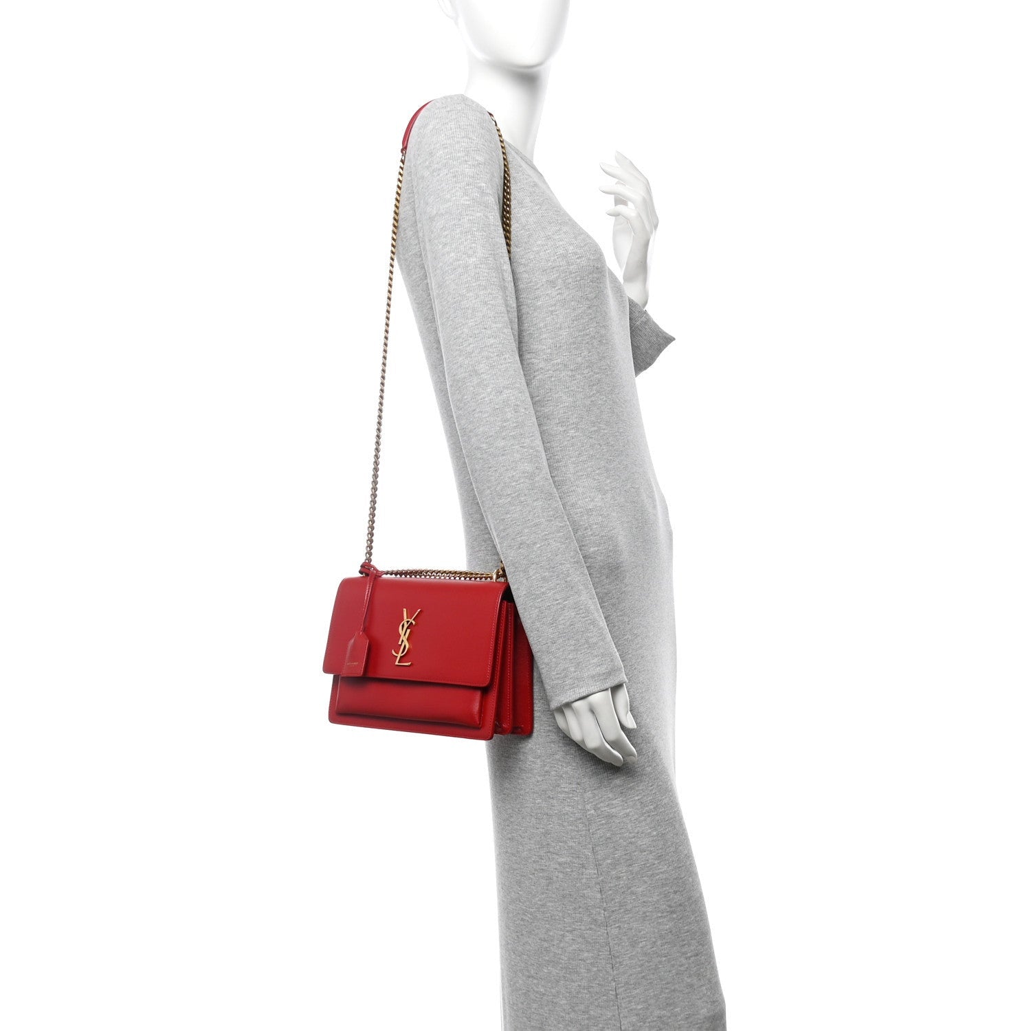 Saint Laurent Calfskin Medium Monogram Sunset Rouge Eros 2 of 7