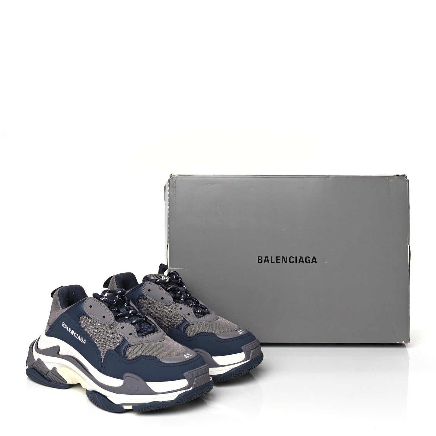 Fabric Mesh Mens Triple S Sneakers 41 Dark Grey Navy