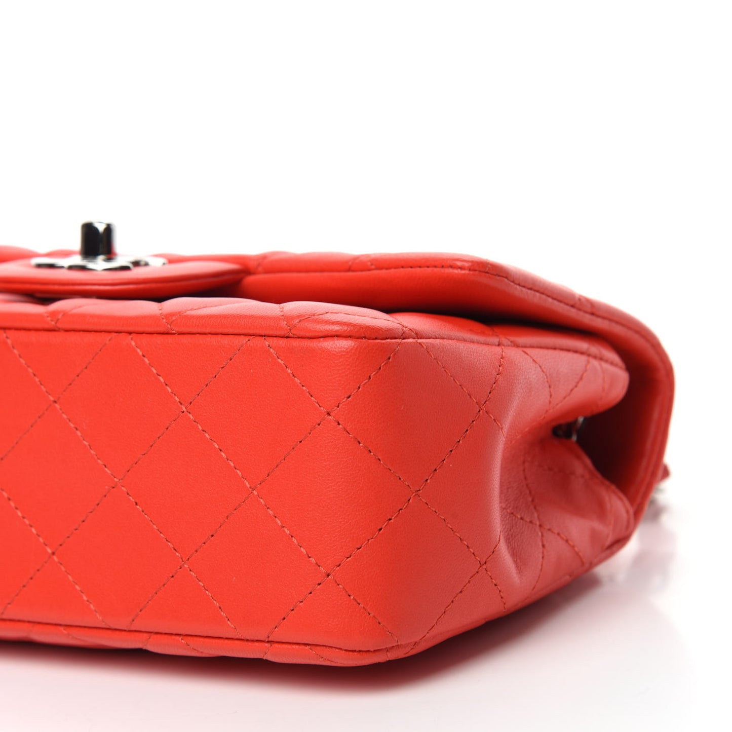 Lambskin Quilted Mini Rectangular Flap Red