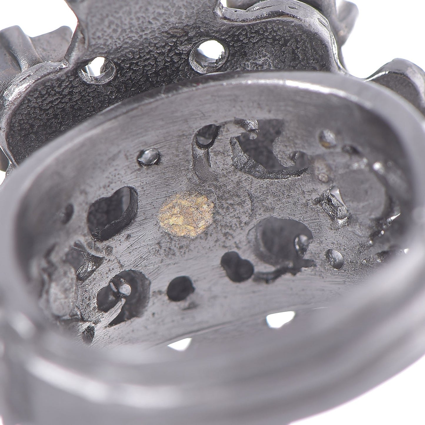 Baguette Crystal Beaded CC Ring Black Silver