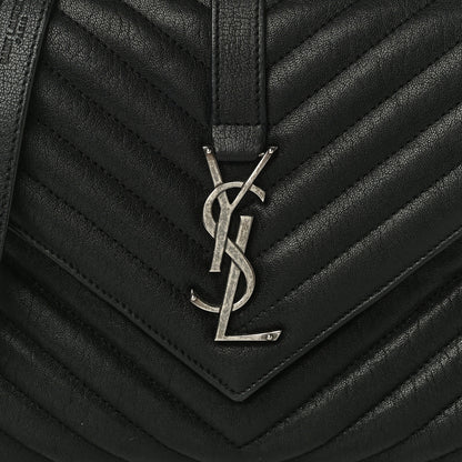 Saint Laurent Sheepskin Matelasse Chevron Monogram Medium College Bag Black 6 of 20