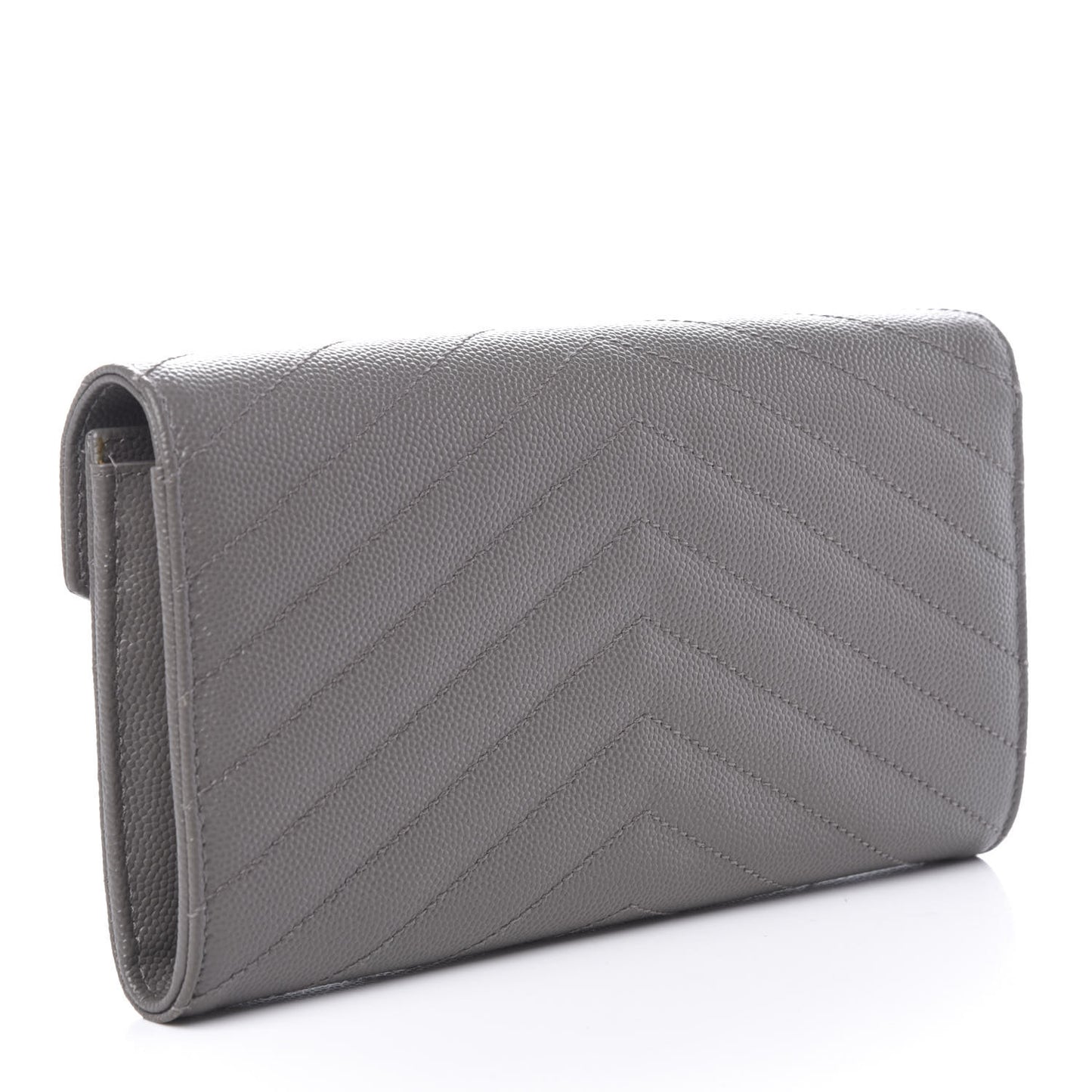 Grain De Poudre Matelasse Chevron Monogram Flap Wallet Fog
