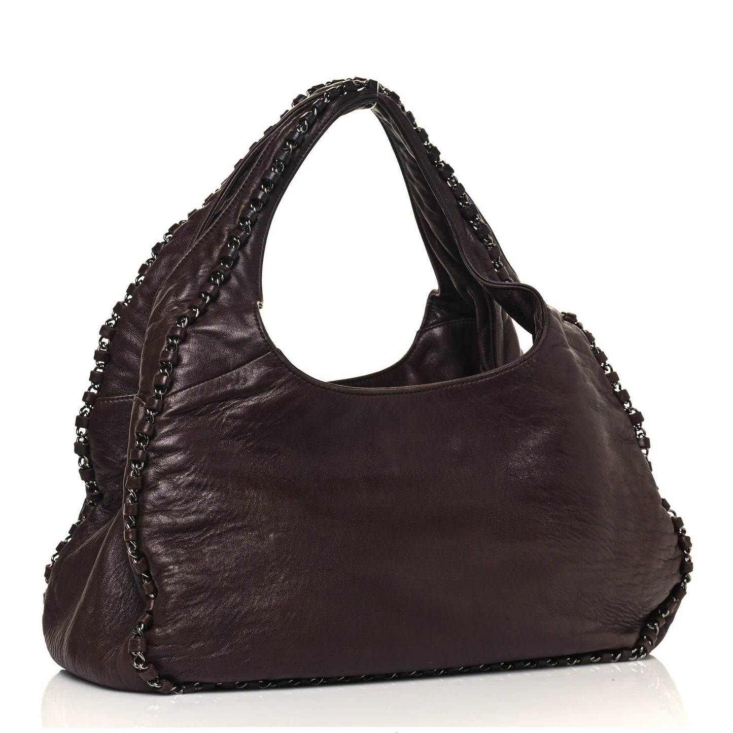 Lambskin Chain Hobo Brown