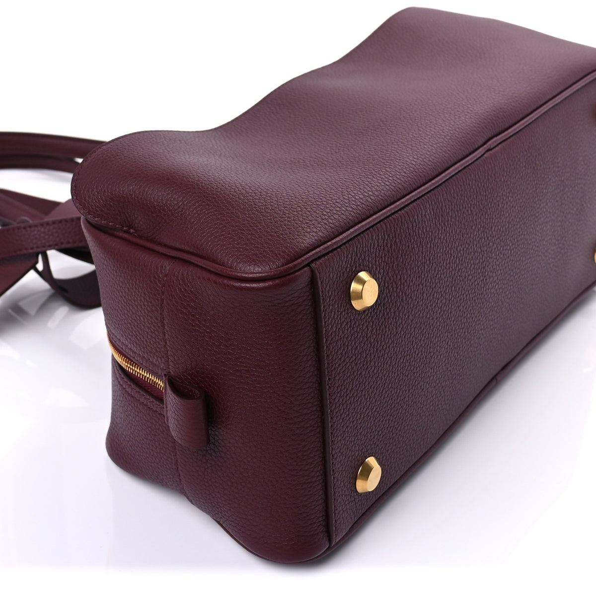 Balenciaga Grained Calfskin Small Carrie Bowling Bag Burgundy 7 of 8