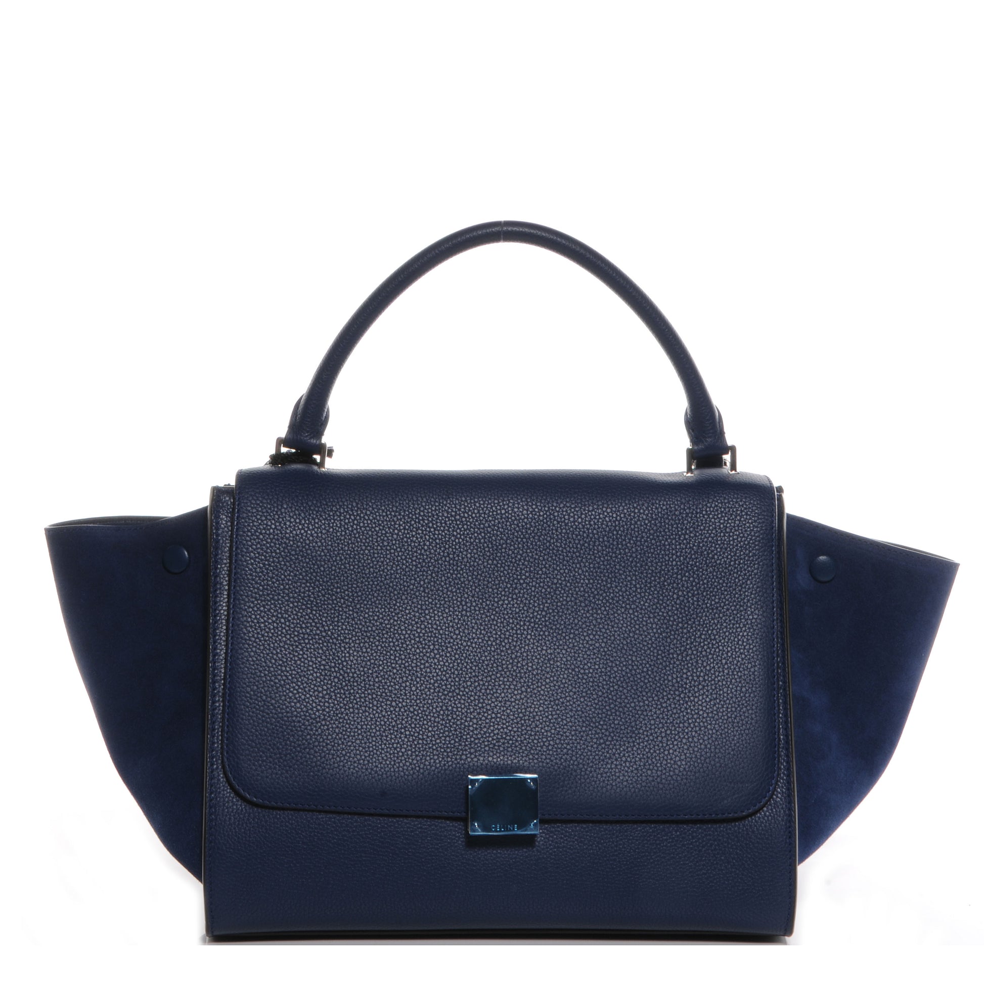 Celine Calfskin and Suede Small Trapeze Ocean Blue 1 of 8