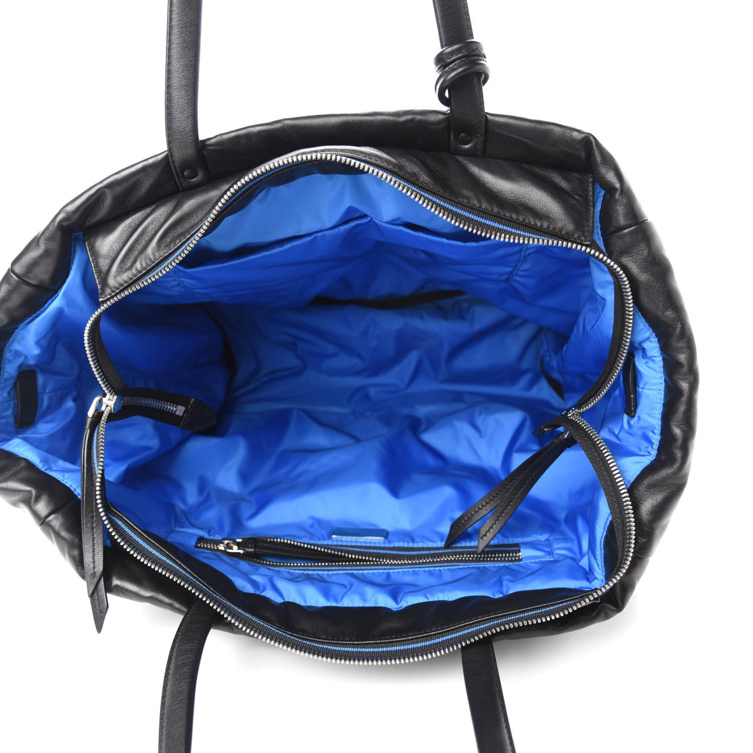 Prada Nappa Soft Large Shopper Tote Black Cobalto 5 of 9