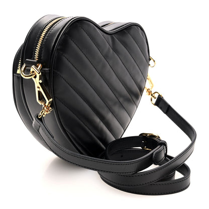 Gucci Calfskin Matelasse Diagonal Mini Interlocking G Heart Shoulder Bag Black 3 of 7