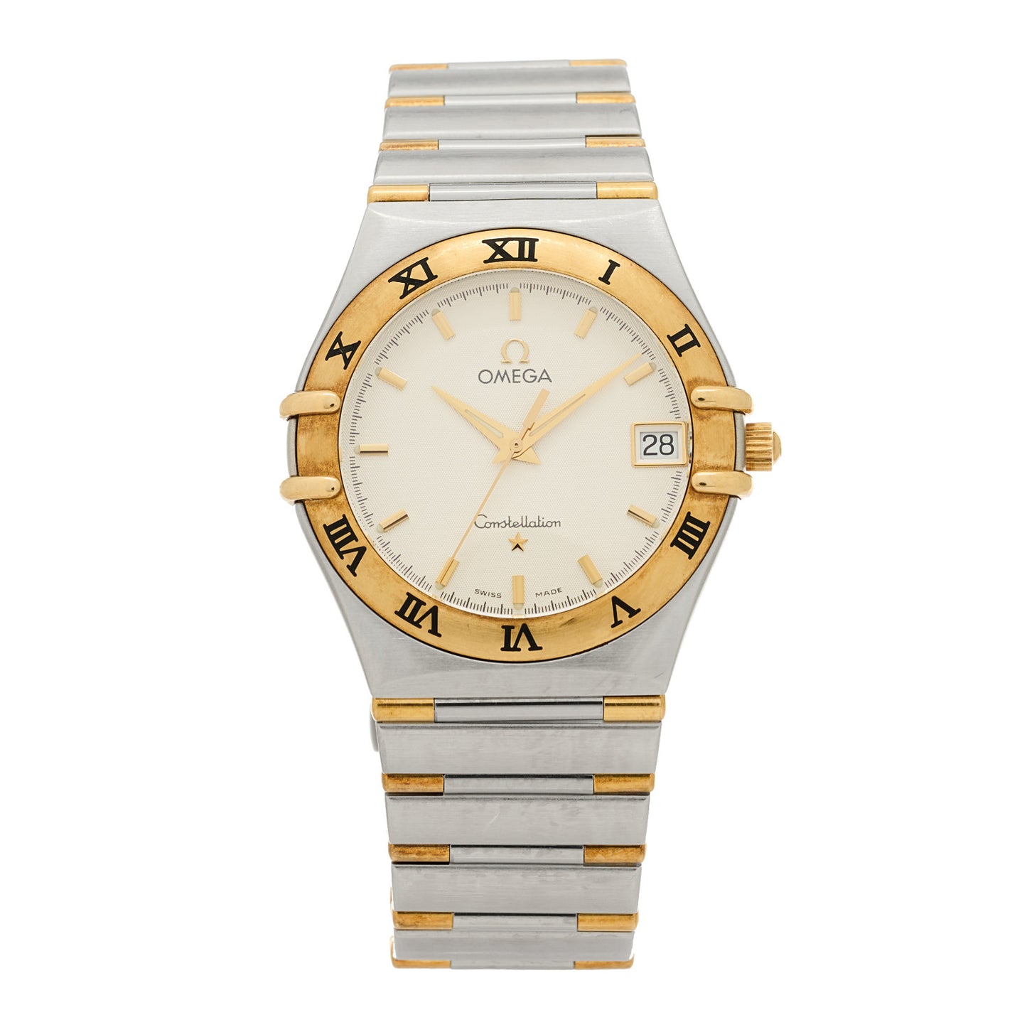 Stainless Steel 18K Yellow Gold 33mm Constellation Quartz Watch White 1312.30