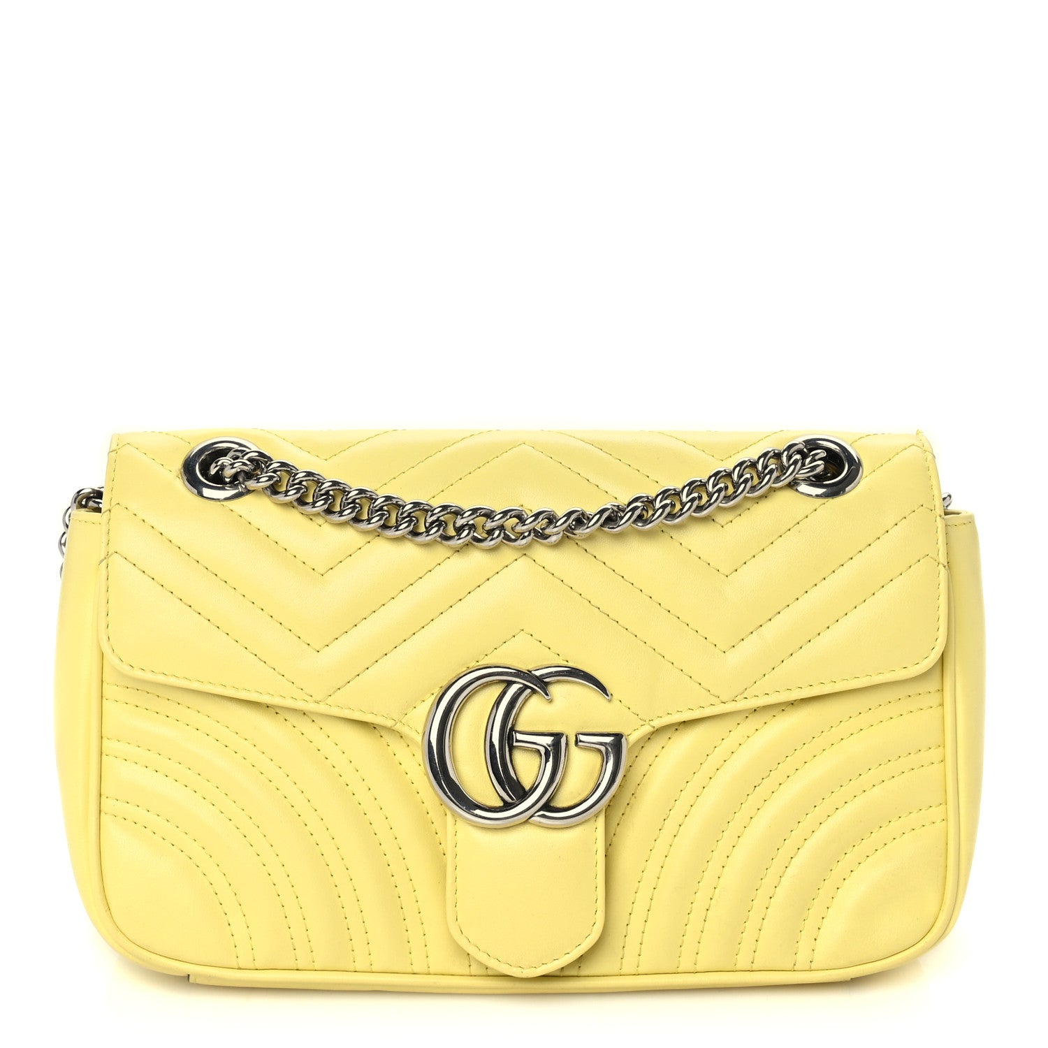 Gucci Calfskin Matelasse Small GG Marmont Shoulder Bag Banana 1 of 8