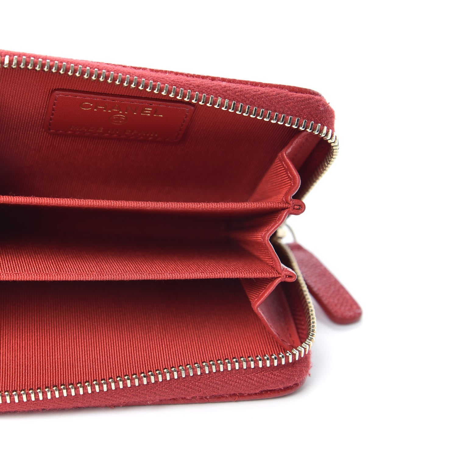 Chanel Caviar Quilted Zip Coin Purse Red 5 of 7