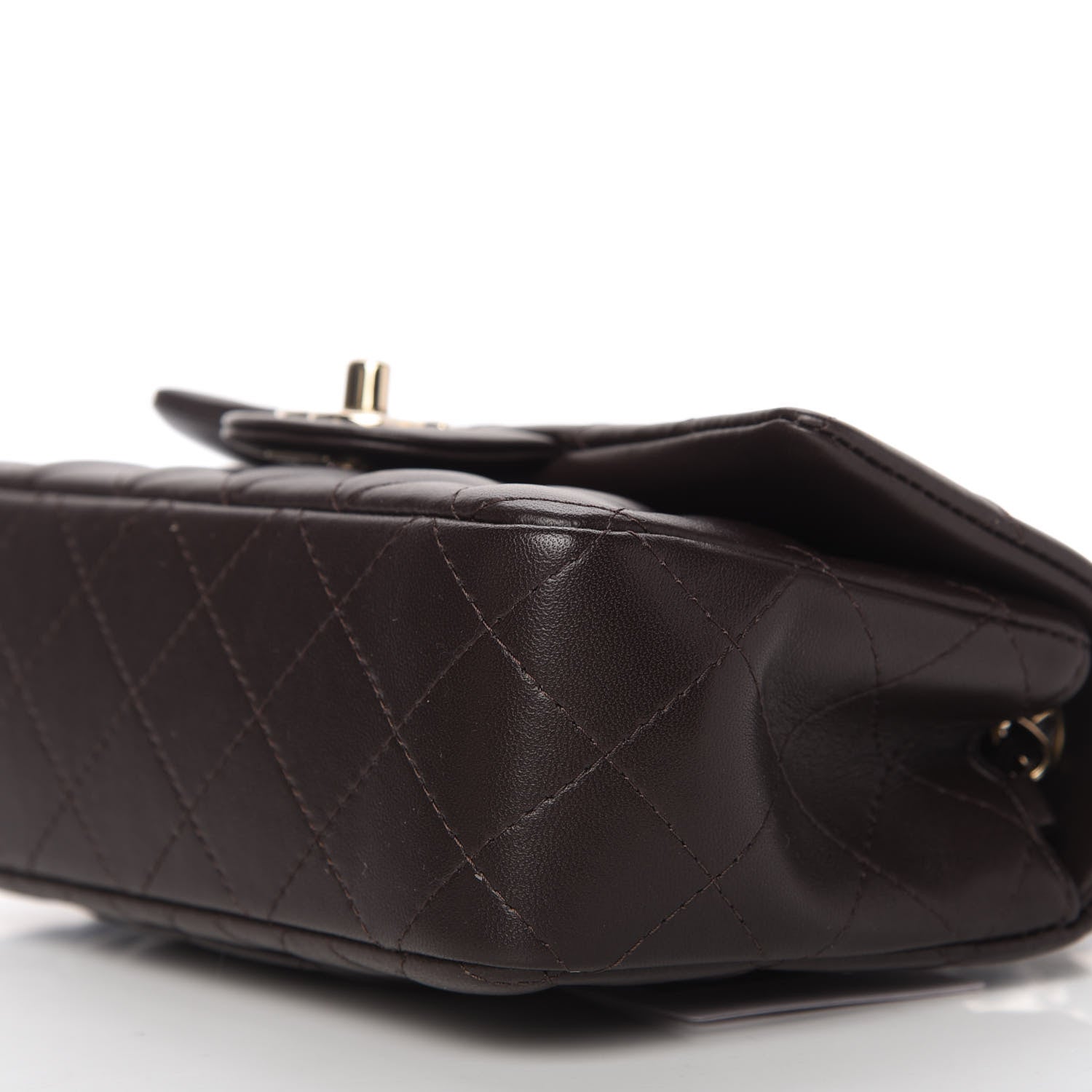 Chanel Lambskin Quilted Mini Rectangular Flap Dark Brown 7 of 10
