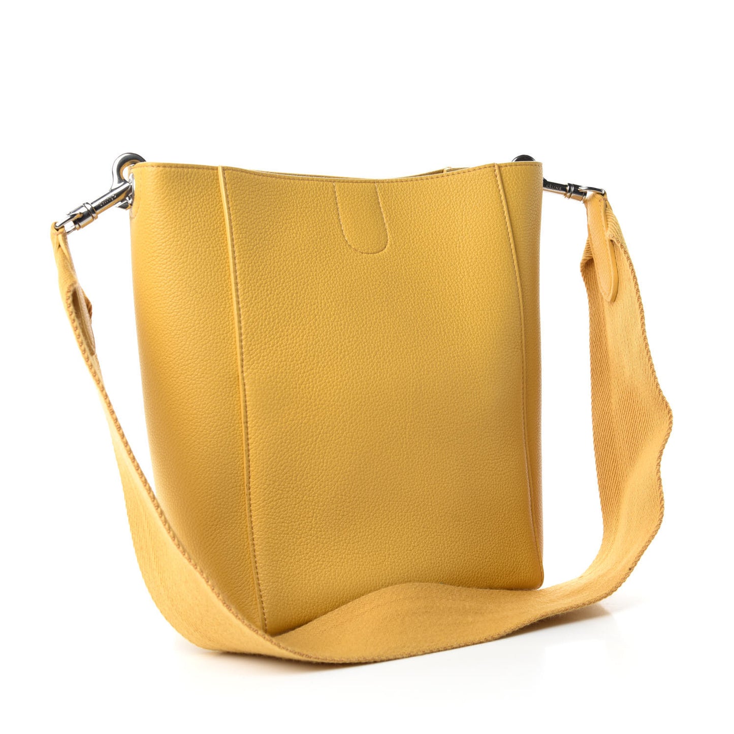 Soft Grained Calfskin Small Sangle Bucket Bag Ocre