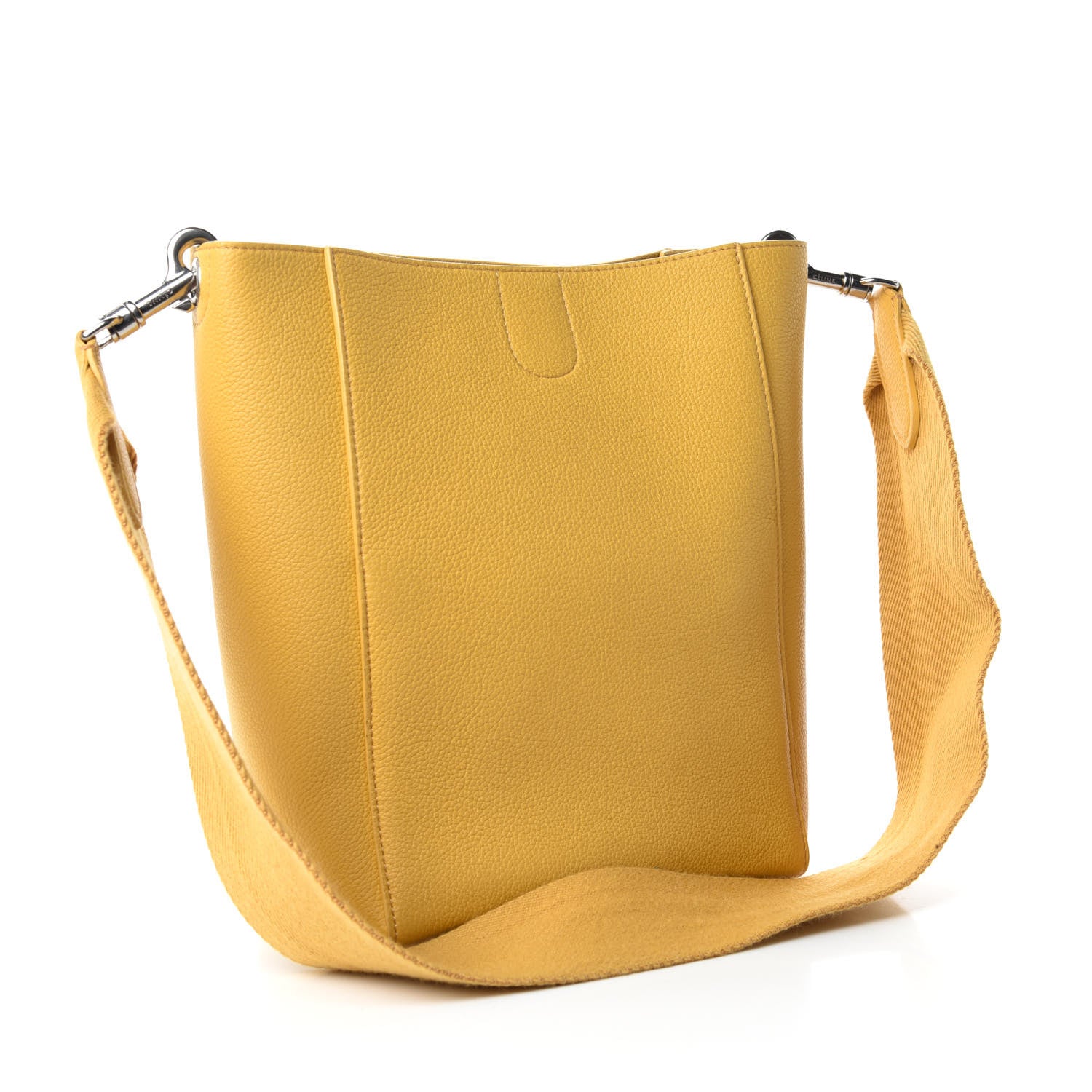 Celine Soft Grained Calfskin Small Sangle Bucket Bag Ocre 3 of 11