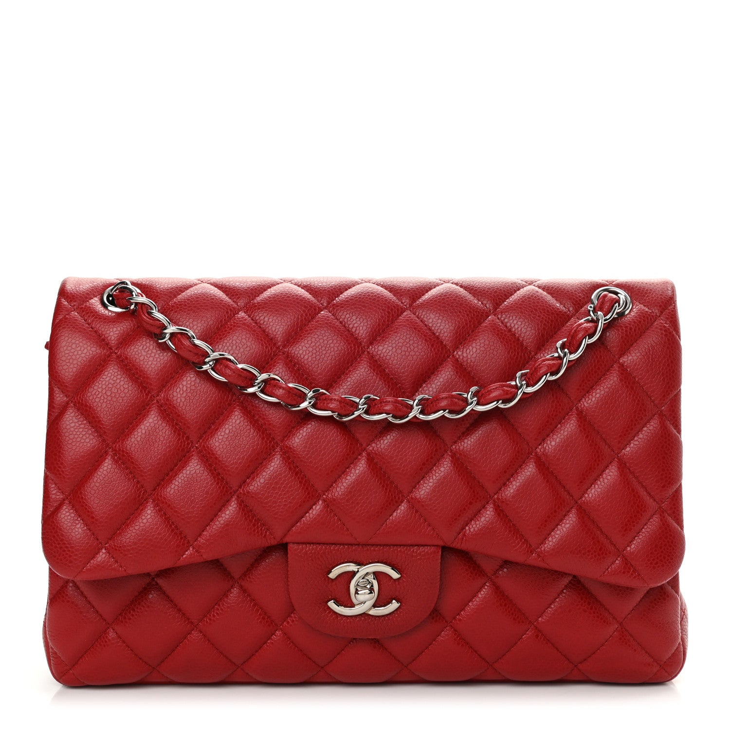 Chanel Caviar Quilted Jumbo Double Flap Red 1 of 9