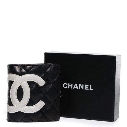 Chanel Calfskin Quilted Cambon Bi-Fold Wallet Black White 8 of 8