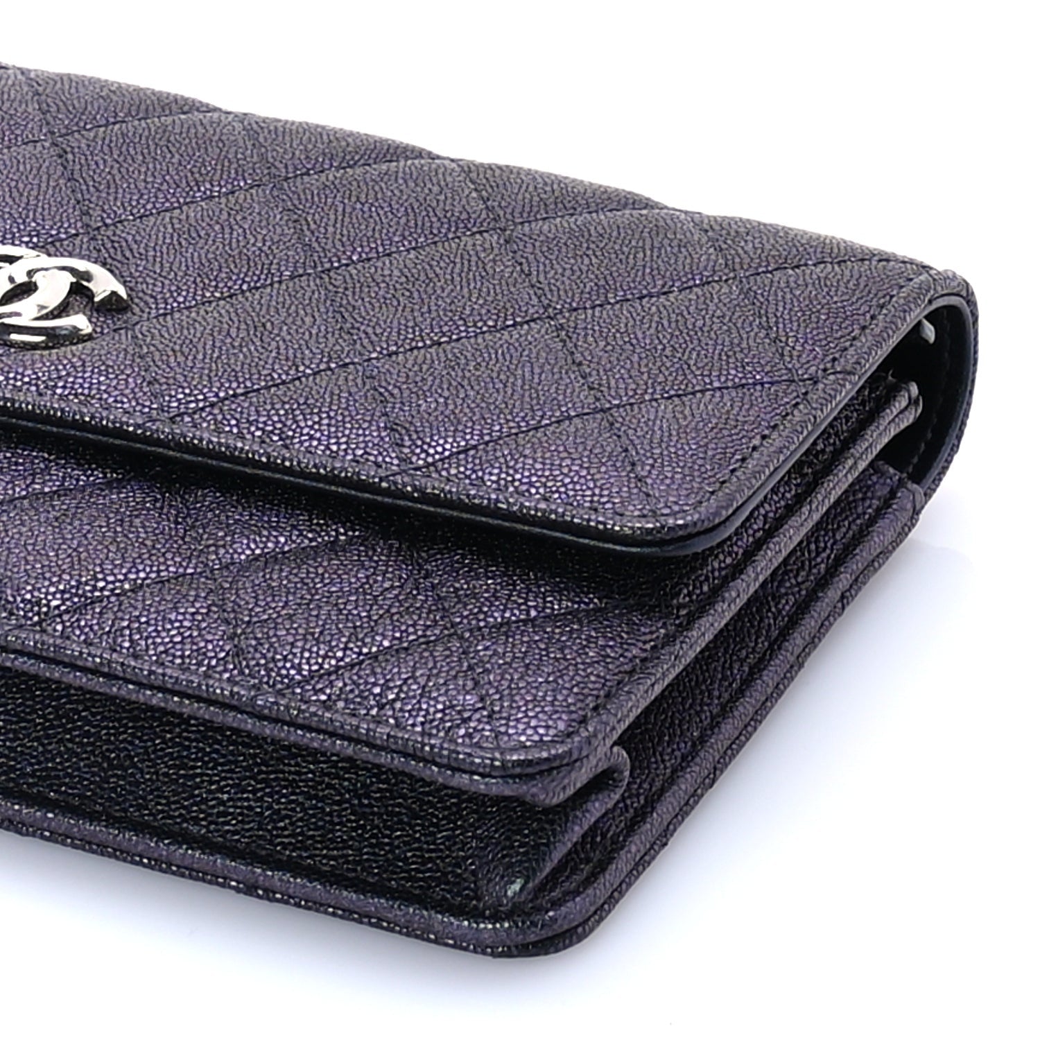 Chanel Iridescent Caviar Quilted Classic Pouch Clutch  Black 8 of 8