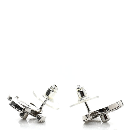 Chanel Crystal CC Turnlock Earrings Silver 3 of 5