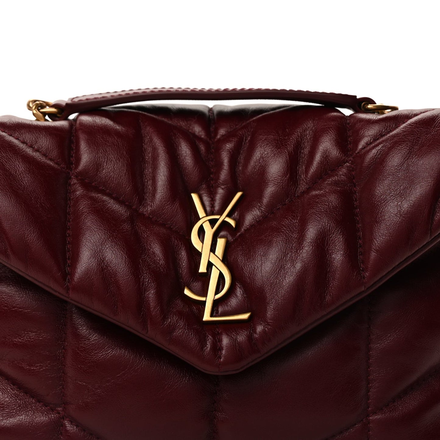 Shiny Calfskin Quilted Toy Loulou Puffer Monogram Chain Satchel Dark Ruby