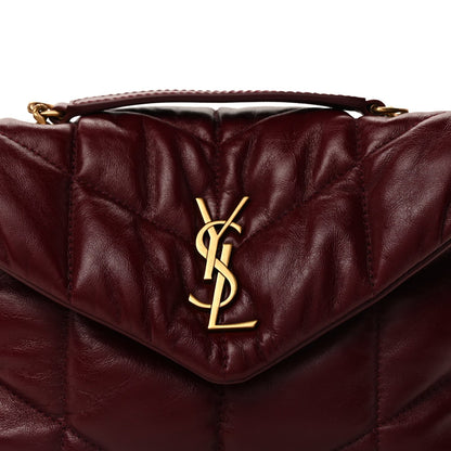 Saint Laurent Shiny Calfskin Quilted Toy Loulou Puffer Monogram Chain Satchel Dark Ruby 6 of 8