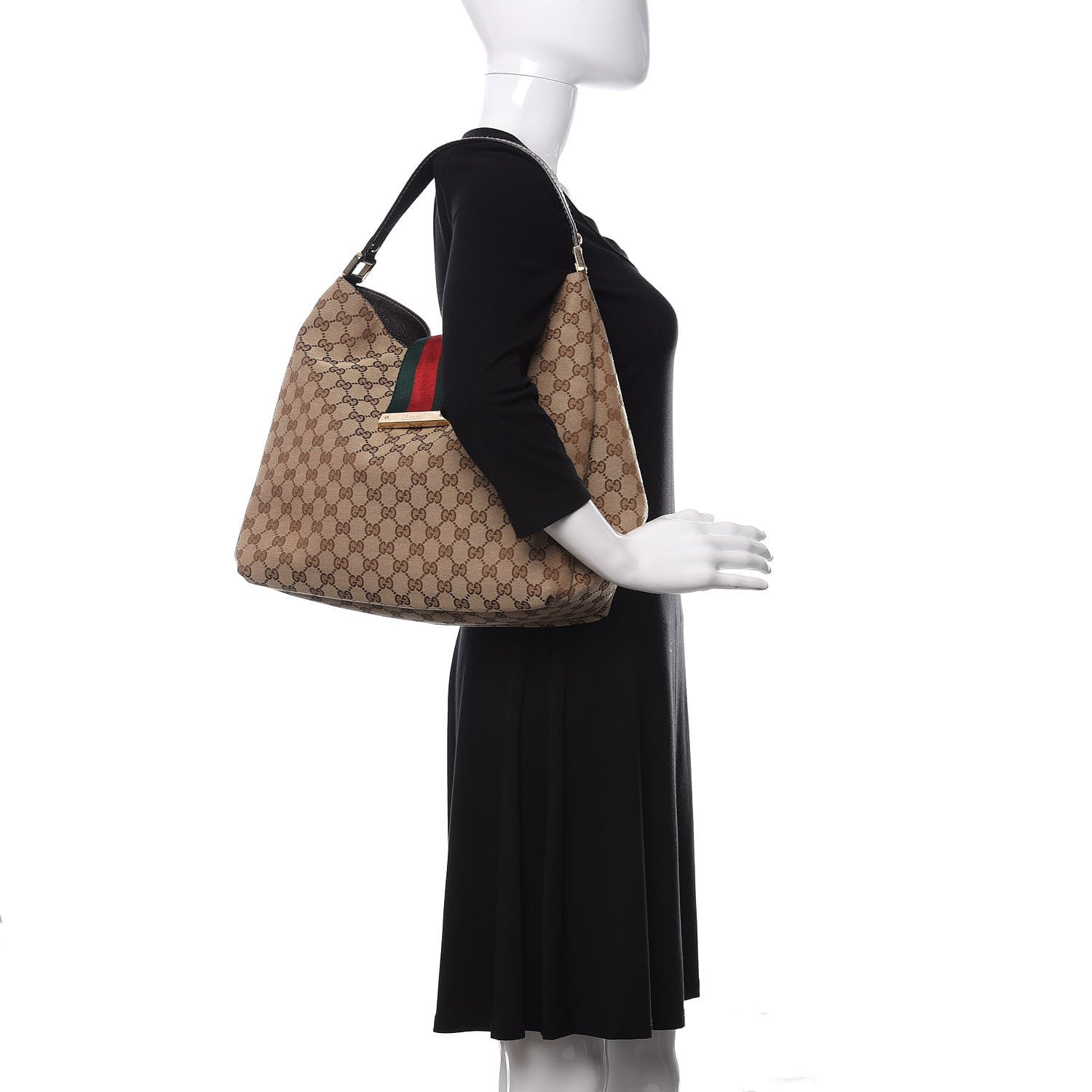 Gucci Monogram Large New Ladies Web Hobo Dark Brown 2 of 10