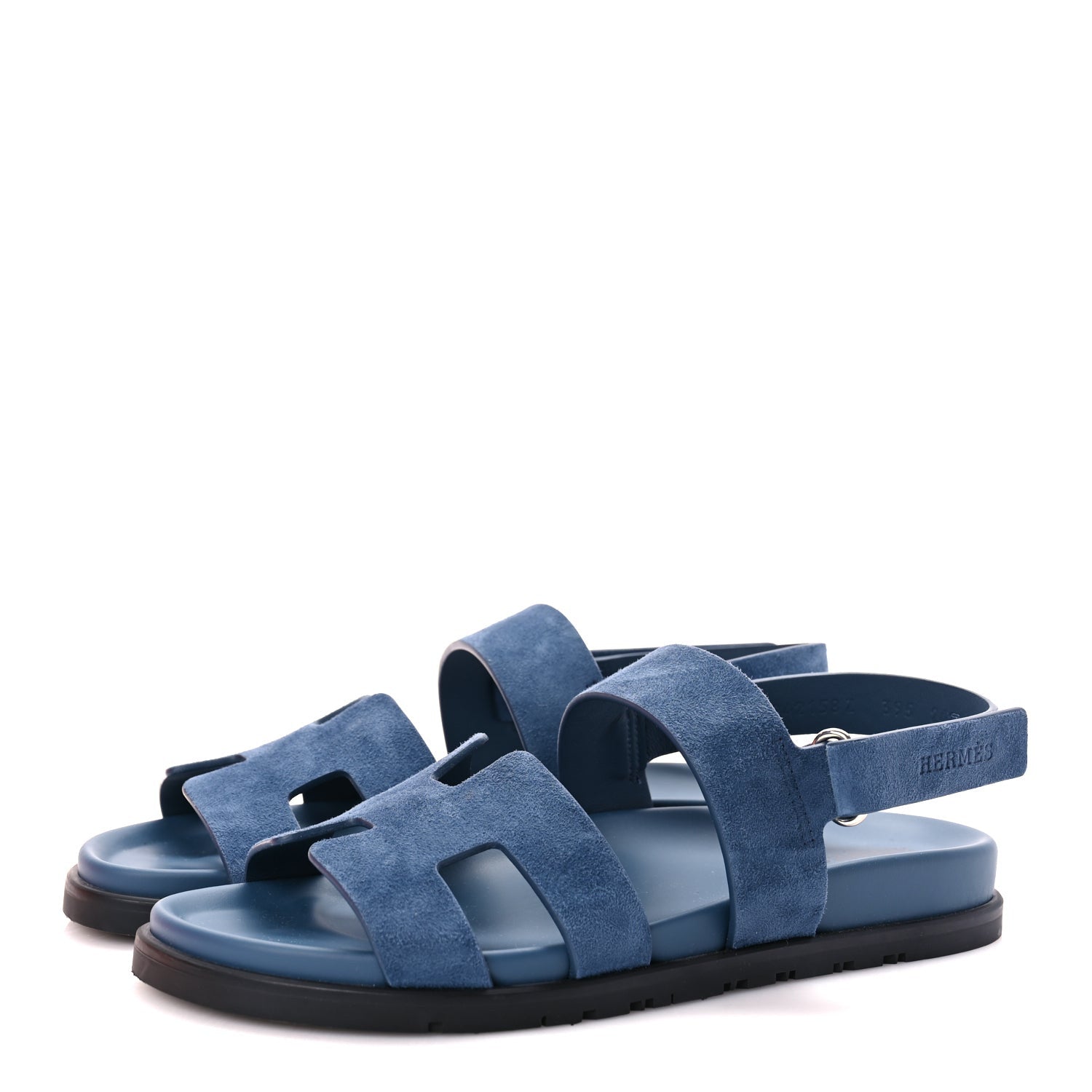 Hermes Suede Goatskin Womens Genius Sandals 39.5 Bleu Celeste 4 of 8