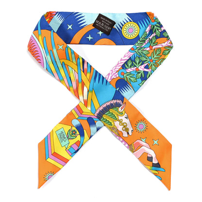 Hermes Silk La Source de Pegase Twilly Orange Vif Jaune Vif 1 of 5