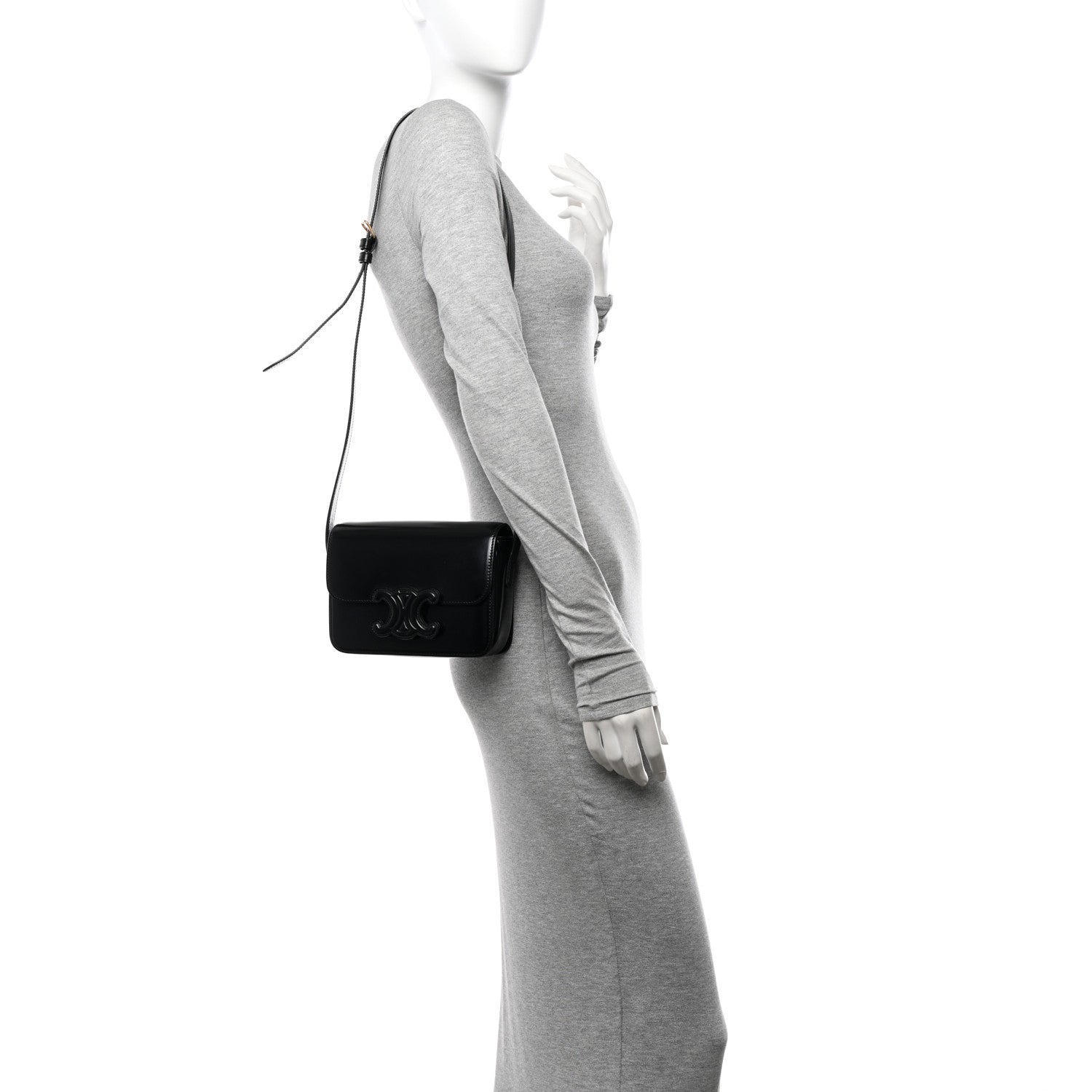 Celine Shiny Calfskin Teen Cuir Triomphe Black 2 of 12