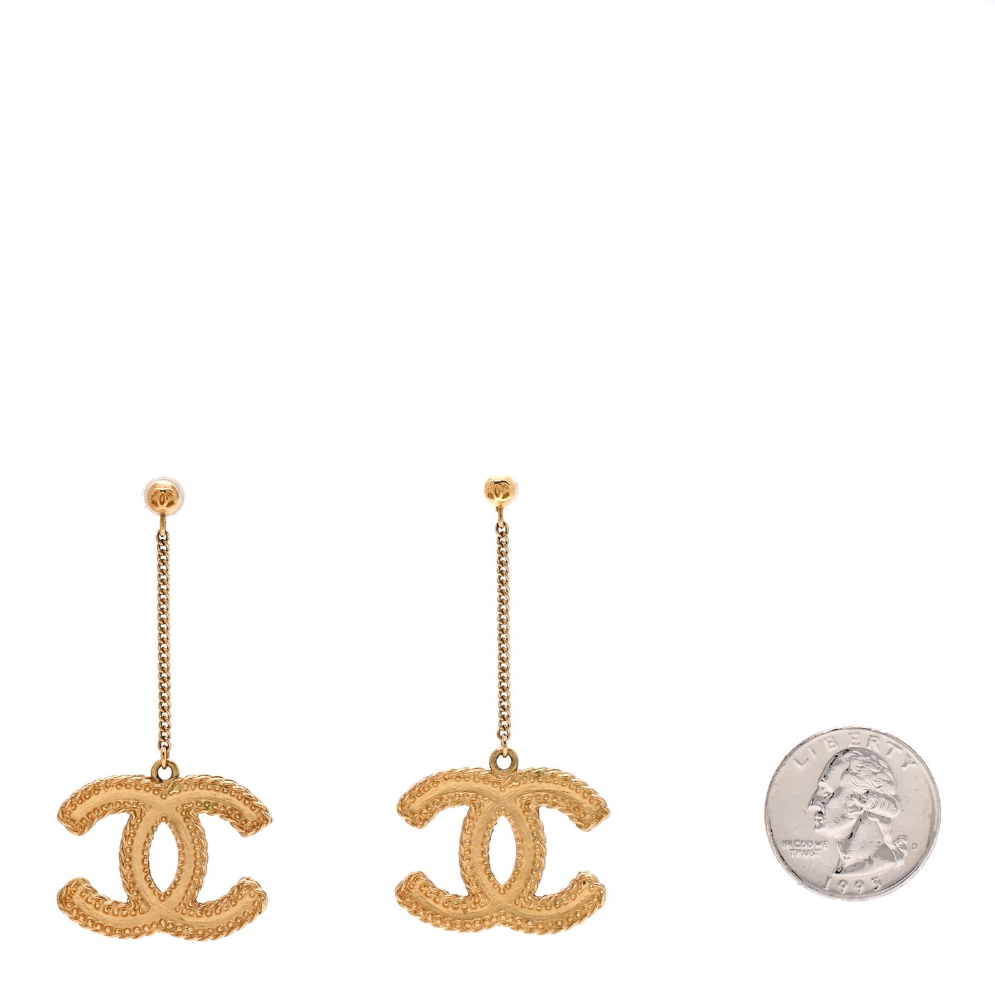 CC Drop Earrings Matte Gold