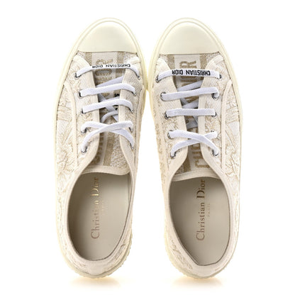 Christian Dior Canvas Embroidered Jardin D'Hiver Womens Walk'N'Dior Low Top Sneakers 40 White Gold 2 of 7