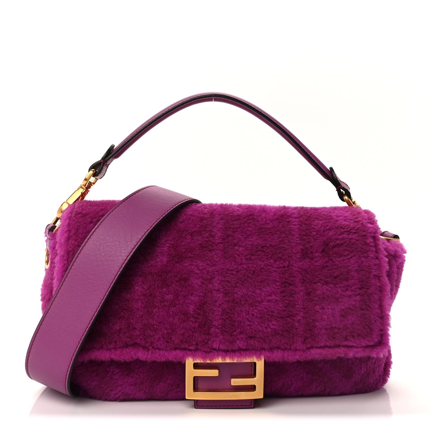 Shearling Vitello Dolce Macro FF 1974 Baguette  Bouganville