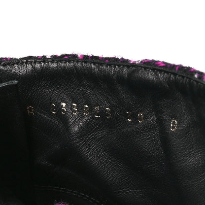 Chanel Tweed Pearl Combat Short Boots 38 Purple Black 7 of 7