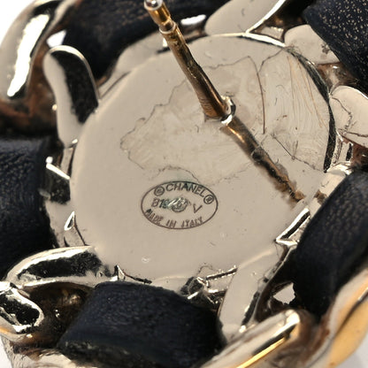 Chanel Pearl Lambskin Chain Around CC Earrings  Gold Black 4 of 4
