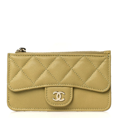 Chanel Caviar Quilted Flap Zip Card Holder Green 1 of 8