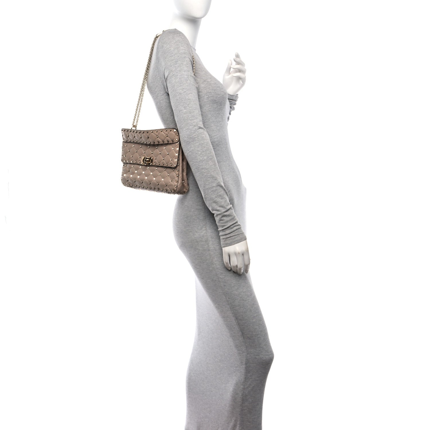 Valentino Garavani Nappa Medium Rockstud Spike Shoulder Bag Poudre 2 of 9