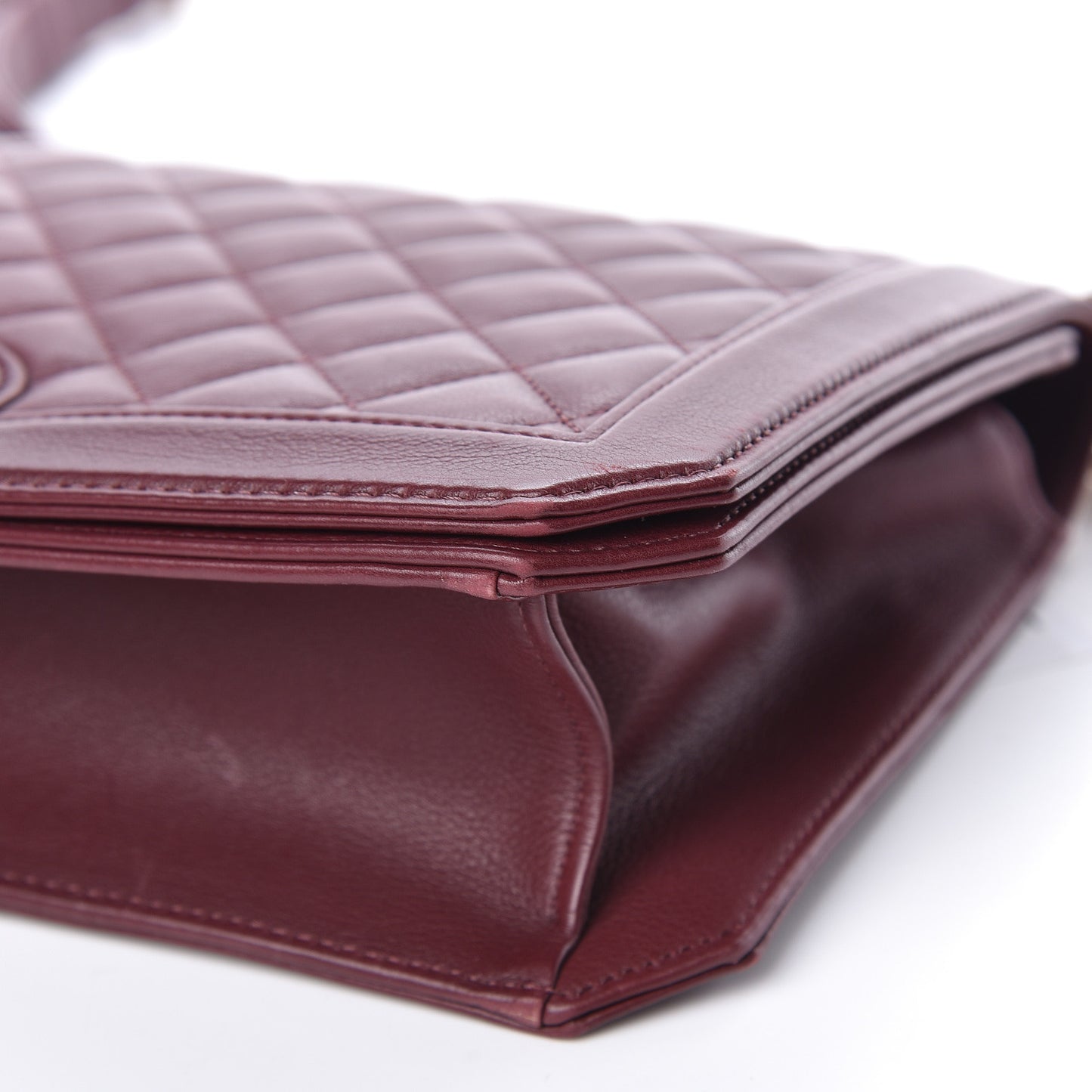 Calfskin Quilted Large Flap Bag Burgundy