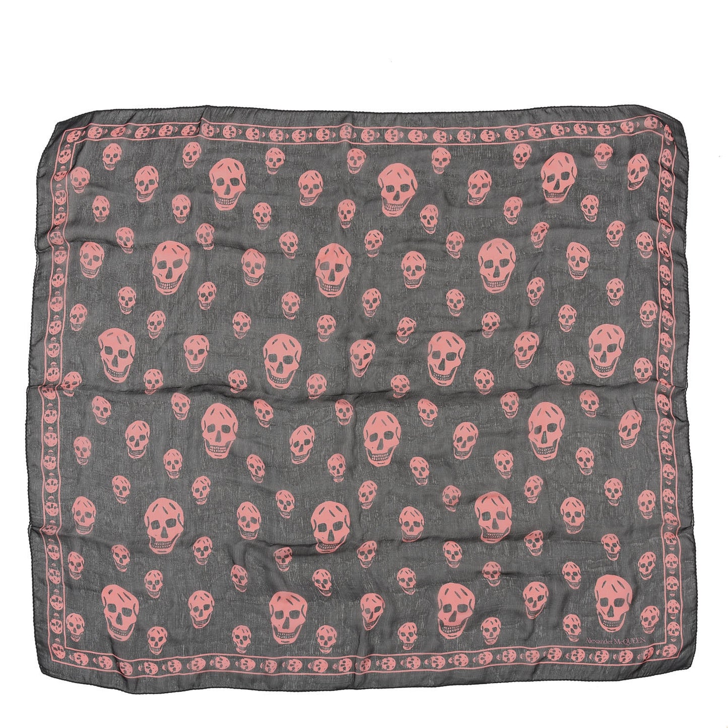 Silk Skull Scarf Black Pink