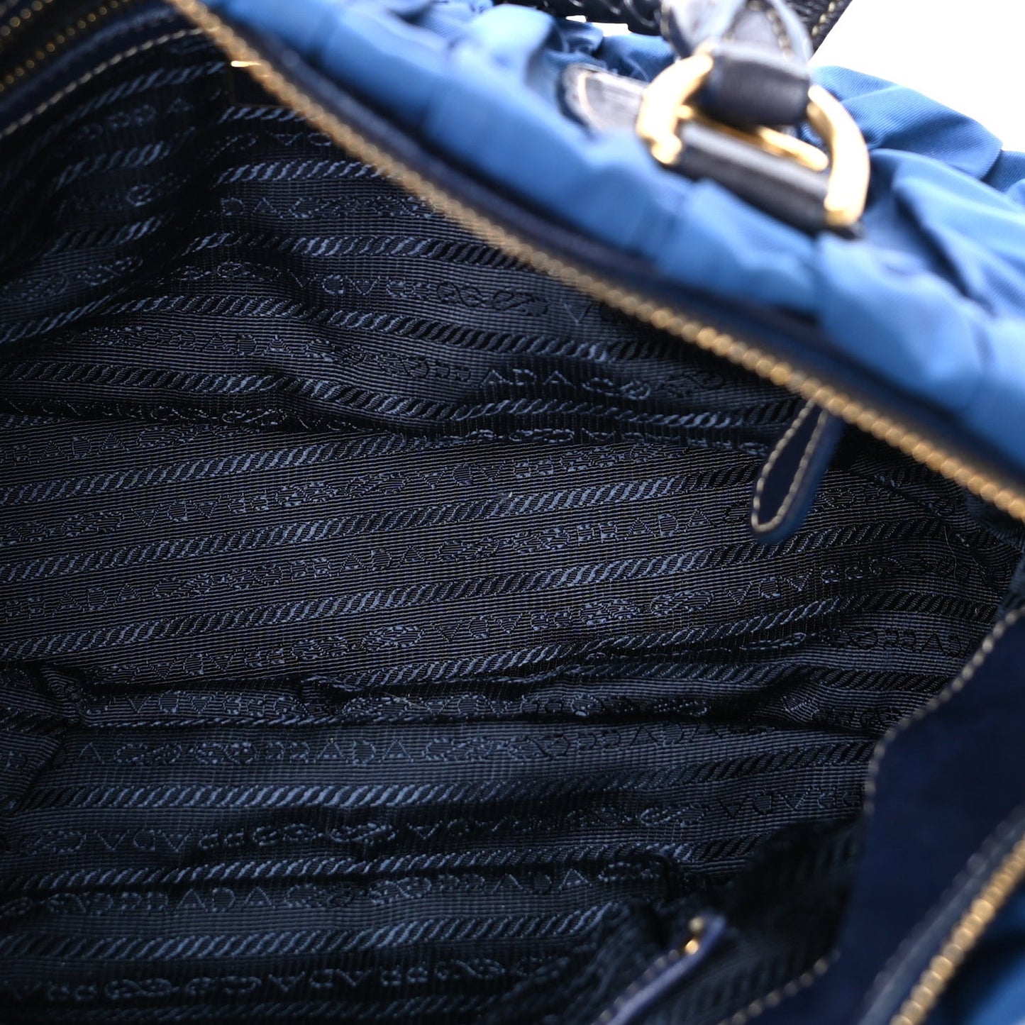 Tessuto Nylon Gaufre Shopping Satchel Bluette