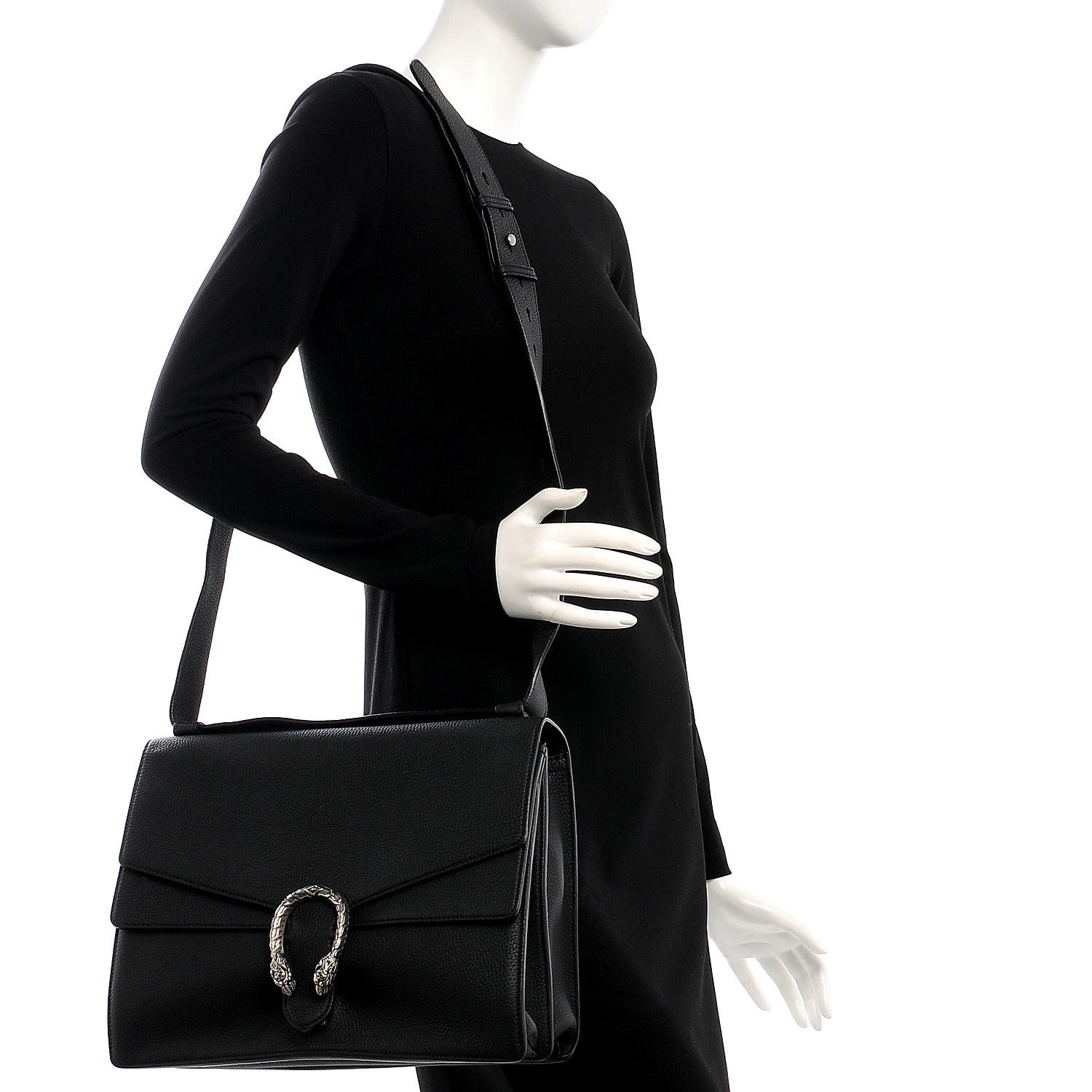 Gucci Pebbled Calfskin Medium Dionysus Messenger Bag Black 2 of 7