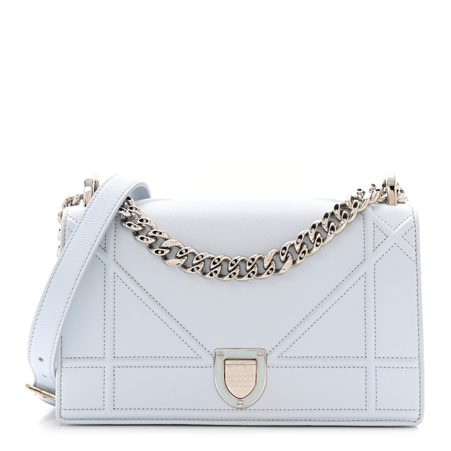 Grained Calfskin Small Diorama Flap Bag Sky Light