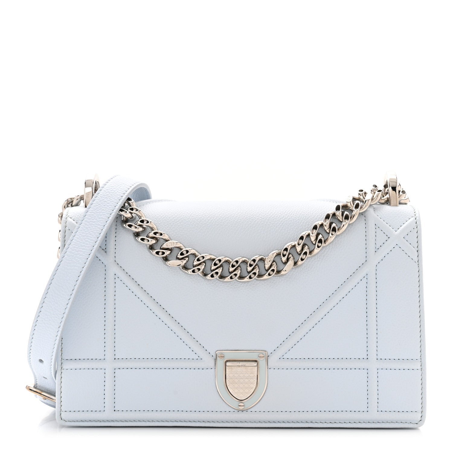 Christian Dior Grained Calfskin Small Diorama Flap Bag Sky Light 1 of 10