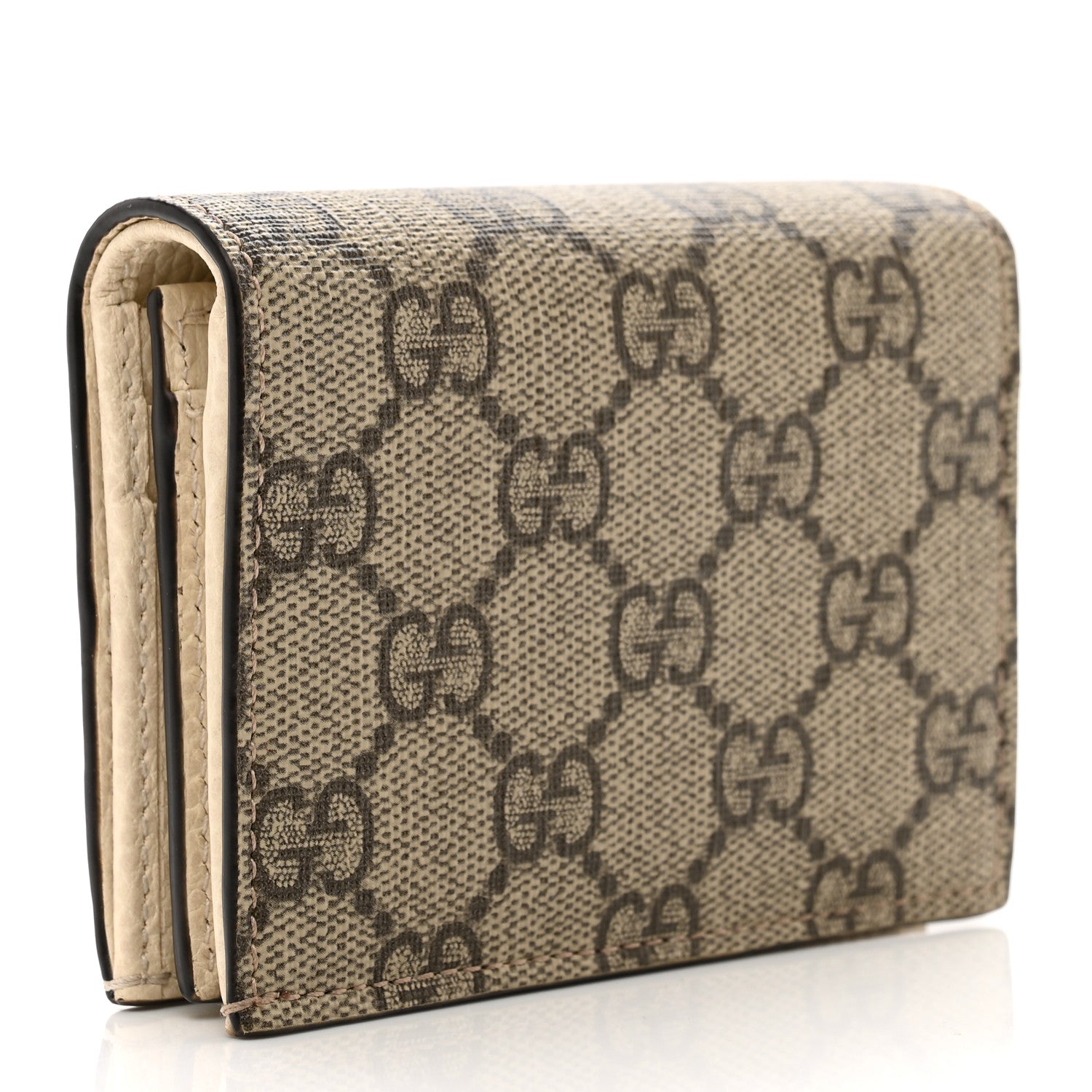 Gucci Dollar Calfskin GG Supreme Monogram GG Marmont Card Case Mystic White Beige Ebony 3 of 8