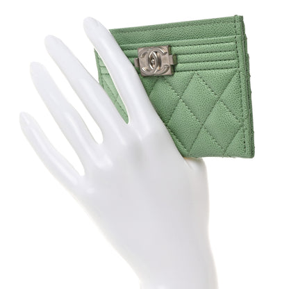 Chanel Caviar Quilted Boy Card Holder Light Green 2 of 9