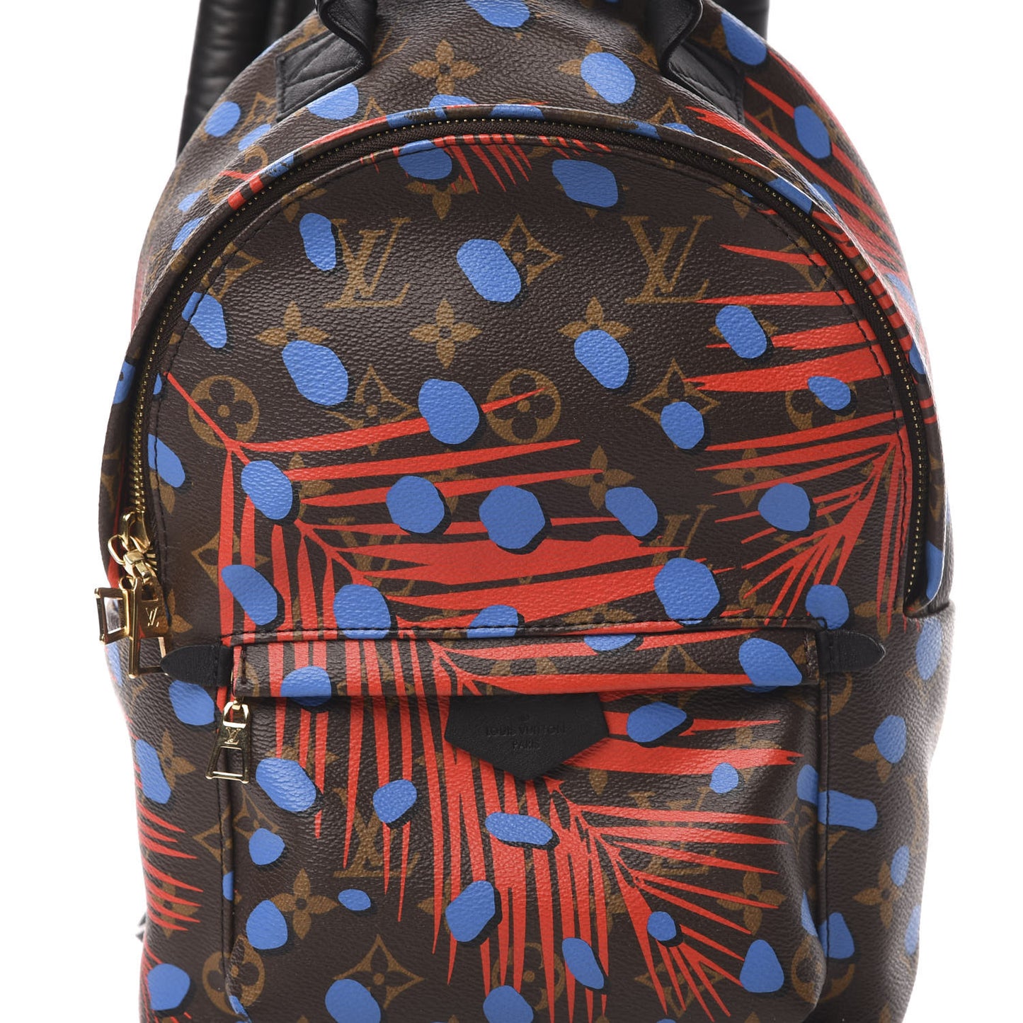 Monogram Jungle Dots Palm Springs Backpack PM Coquelicot Denim