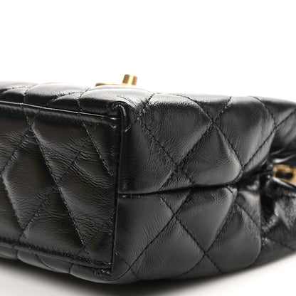 Chanel Shiny Aged Calfskin Quilted Nano Kelly Shopper Black 10 of 10