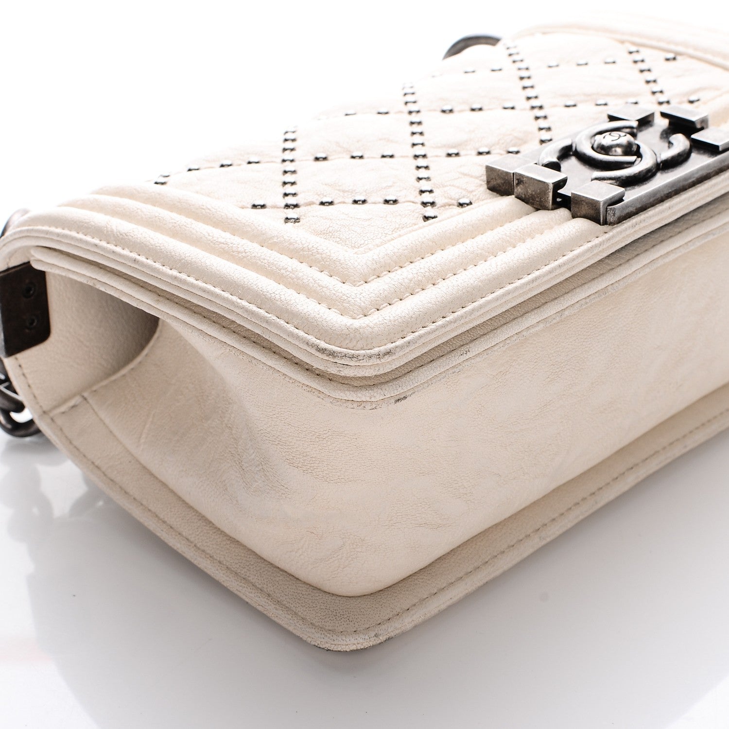 Chanel Crumpled Lambskin Small Studded Boy Flap White 8 of 13