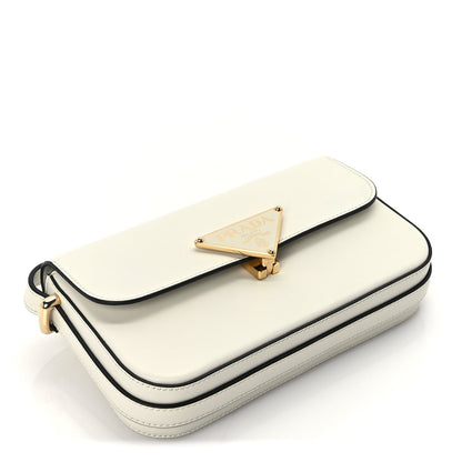 Prada Box Calfskin Triangle Embleme Flap Shoulder Bag  White 3 of 8