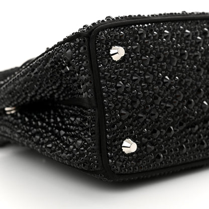 Prada Satin Crystal Mini Galleria Double Zip Tote Black 9 of 10
