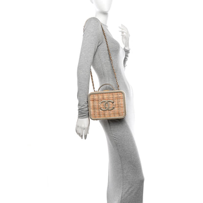 Chanel Raffia Calfskin Medium CC Filigree Vanity Case Gold 2 of 11