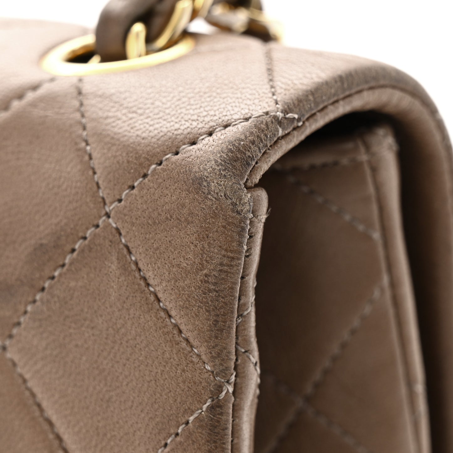 Lambskin Quilted Medium Single Flap Beige