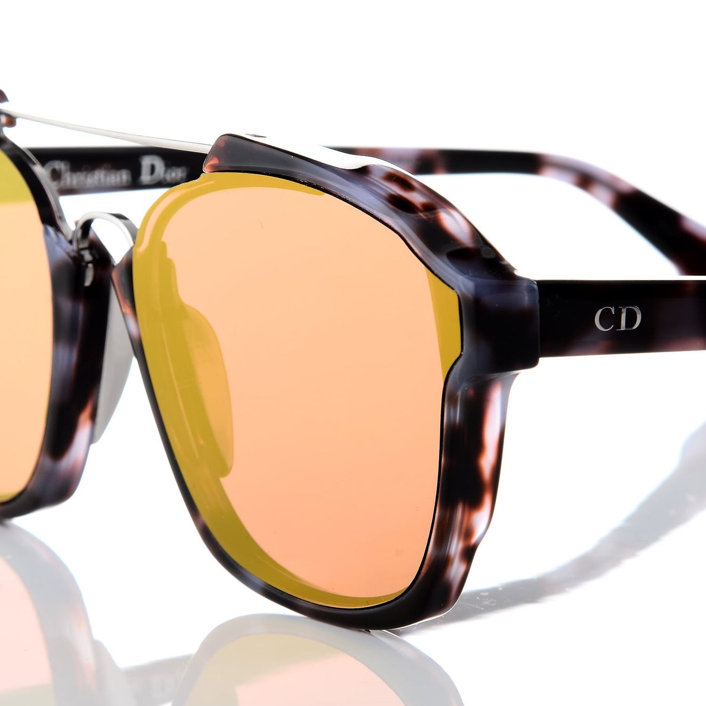 Abstract Square Mirrored Sunglasses Spotted Havana Violet